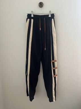 Amazon Black Joggers with Cream Side Stripes and Brown Accents